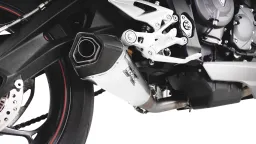 HYPERCONE, RACING slip on (silenciador con inserto de sonido extraíble) para TRIUMPH Street Triple 765 S/R/RS, acero inoxidable mate, 65 mm, sin homologación.