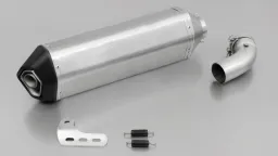 OKAMI, sistema de escape deportivo slip-on con inserto de sonido extraíble para Suzuki V-Strom 1000, titanio, sin homologación CE.