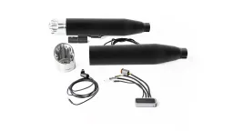 1 escape personalizado Slip-On de Ø 102 mm sin catalizador (tapas finales seleccionables), ASC, acero inoxidable negro, homologación (CE).