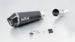 HYPERCONE, slip on (silenciador con tubo de conexión sin catalizador) para Ducati Monster 797, acero inoxidable negro, 65 mm, sin homologación.