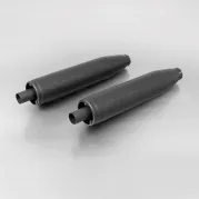 2 silenciadores de escape CUSTOM con catalizador, sin tapa final, acero inoxidable negro, homologación CE.